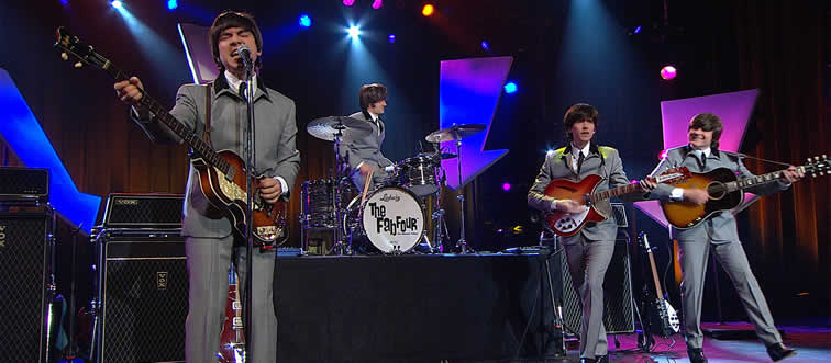 Consider this the ultimate pop-rock silhouette: a quartet from Liverpool with a world-changing aesthetic. Which outfit famously claimed this classic nickname?