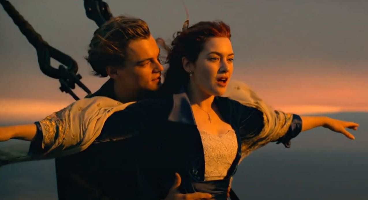 Can you name the romantic epic behind this unforgettable bow-of-the-ship silhouette?